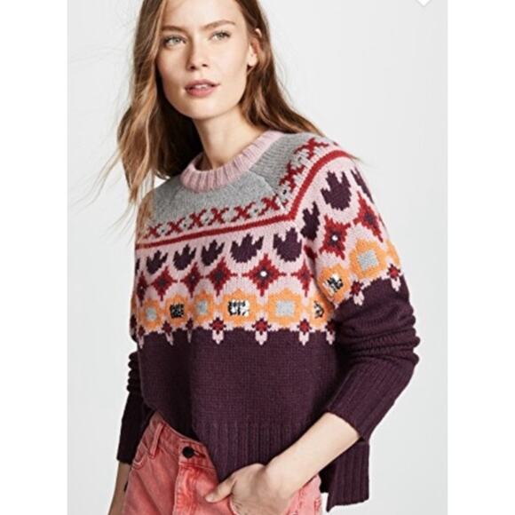 Cinq à Sept Sweaters - Cinq a Sept Sequin Wool Blend High Low Fair Isle Pullover Gianni Sweater Size S